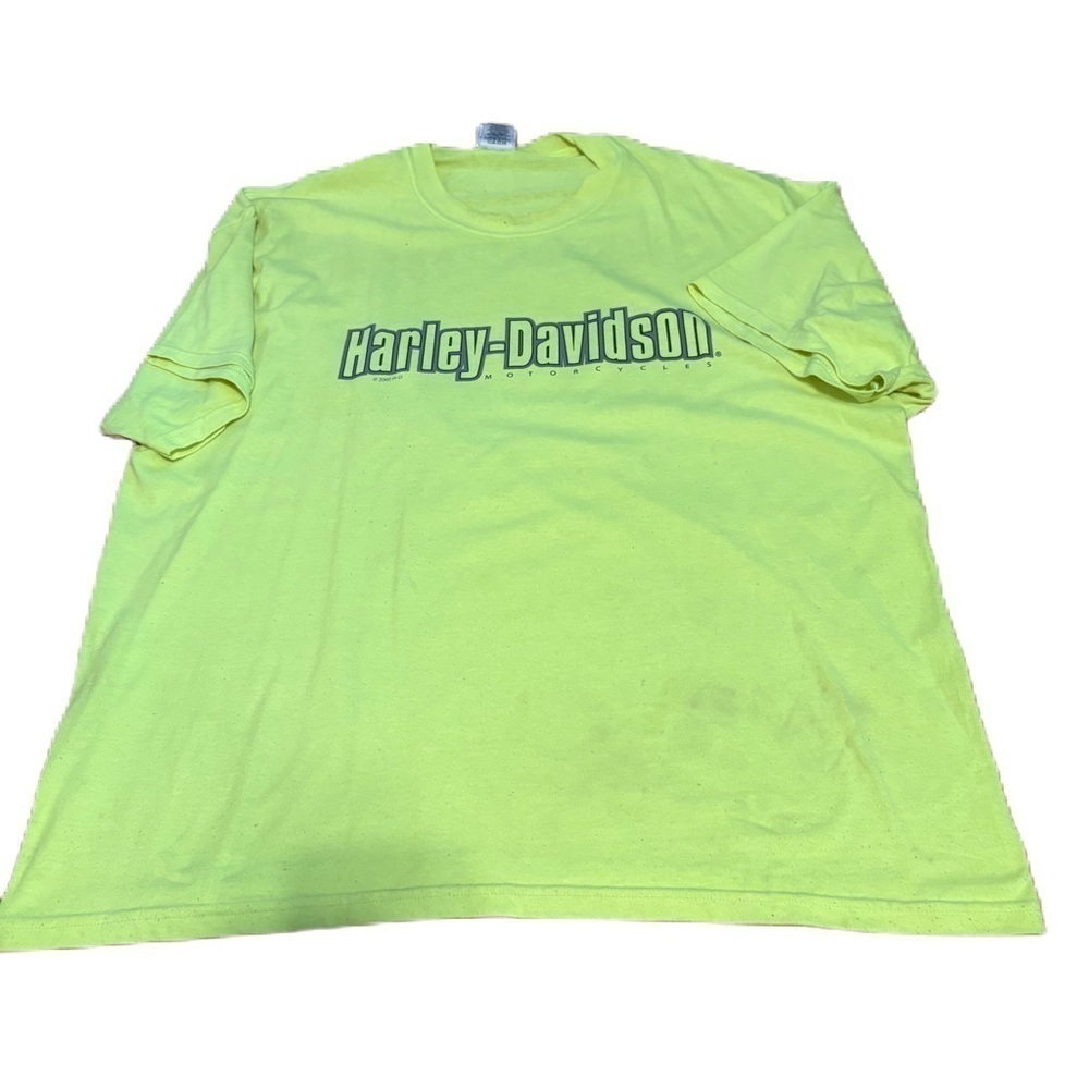 Vintage Harley Davidson Fluorescent Green T-shirt 2X Schaeffer’s Orwigsburg Pa